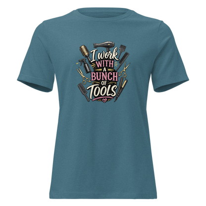 Funny Hairstylist Shirt – I Work With A Bunch Of Tools – Hair Stylist Gift Tee